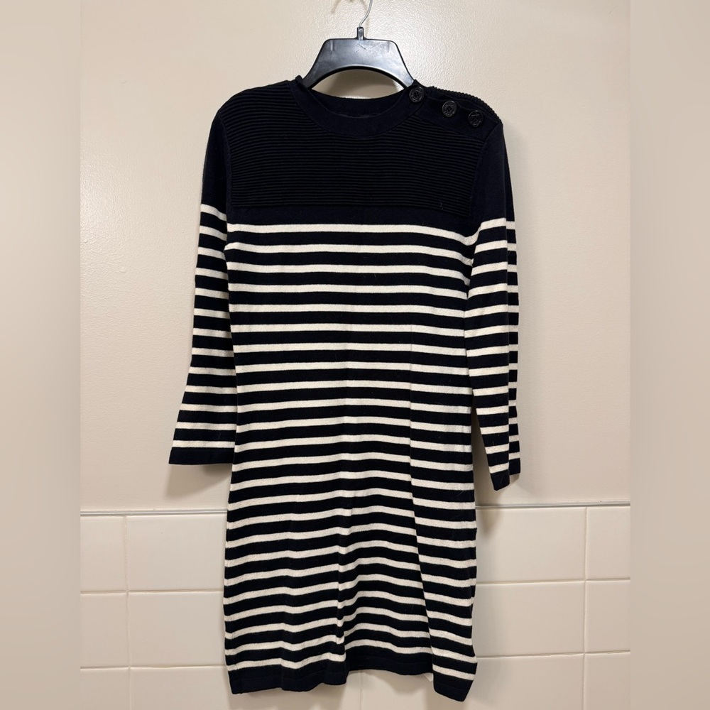 Black and White Stripped Bodycon Sweater Dress